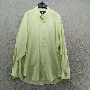 Vintage Polo Ralph‎ Lauren Shirt Mens XL Green Gingham Check Blake 100% Cotton